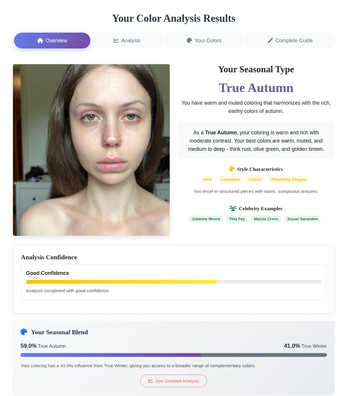 Example Color Analysis Report Preview